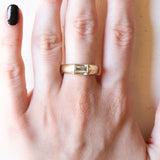 Anello a fascia vintage in oro giallo 14K con acquamarina (0.70ct ca.), anni ‘70