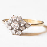Anello vintage a margherita in oro giallo e in oro bianco 14K con diamanti di taglio brillante (0.35ctw ca.), anni '60