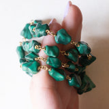 Collana vintage in oro giallo 18K con malachite, anni ‘60