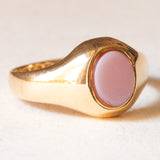 Anello antico da sigillo inglese in oro giallo 18K con agata, anno 1896