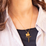 Collana francese vintage con catenina in oro giallo 18K e con tre ciondolo in oro giallo 18K