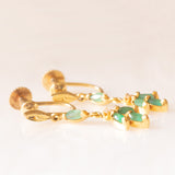 Orecchini vintage pendenti in oro giallo 14K con smeraldi (0.40ctw ca.) e diamanti
