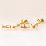 Orecchini vintage pendenti in oro giallo 14K con smeraldi (0.40ctw ca.) e diamanti