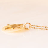 Collana vintage con catenina in oro giallo 9K e con ciondolo in madreperla con simbolo zodiacale dei pesci in oro giallo 9K