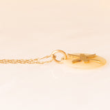 Collana vintage con catenina in oro giallo 9K e con ciondolo in madreperla con simbolo zodiacale dei pesci in oro giallo 9K
