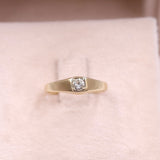 Anello vintage solitario in oro giallo 14k con diamante (0,15ct), anni '70