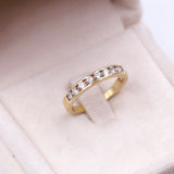 Anello a riviera in oro gialllo 18k con diamanti (0,45ctw), anni '70