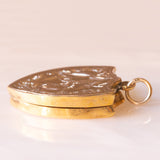 Ciondolo portafoto vintage a forma di scudo con lamina in oro giallo 9K su metallo