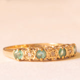 Veretta vintage in oro giallo 9K con smeraldi (0.12ctw ca.) e diamanti, anno 1977
