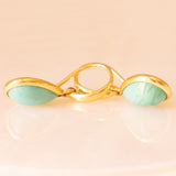 Orecchini pendenti vintage in oro giallo 18K con gocce di turchesi, anni ‘60/‘70