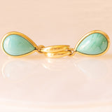 Orecchini pendenti vintage in oro giallo 18K con gocce di turchesi, anni ‘60/‘70