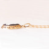 Collana vintage con catenina in oro giallo 9K e con ciondolo in oro giallo 9K e con jasperware nero