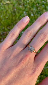 Bague vintage en or 14 carats avec diamants taille huit-huit, 1950
