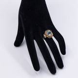 Anello vintage in oro giallo 18k con acqumarina di circa 4ct, anni '50