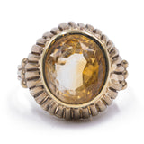 Anello vintage in oro giallo 8k con quarzo citrino, anni '50