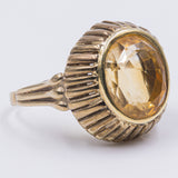 Anello vintage in oro giallo 8k con quarzo citrino, anni '50