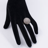 Anello vintage a "toppa" in oro giallo 18k e argento con diamanti taglio rosa, anni '50/'60