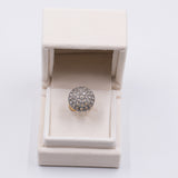Anello vintage a "toppa" in oro giallo 18k e argento con diamanti taglio rosa, anni '50/'60