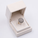 Anello vintage a "toppa" in oro giallo 18k e argento con diamanti taglio rosa, anni '50/'60