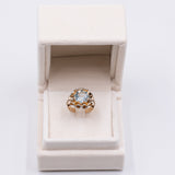 Anello vintage in oro giallo 18k con acqumarina di circa 4ct, anni '50