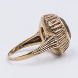 Anello vintage in oro giallo 8k con quarzo citrino, anni '50