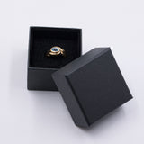 Anello vintage in oro giallo 18k con topazio azzurro, anni '70/'80