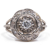 Bague ancienne en or blanc 18 carats et diamants (0,45 ct), années 1930/1940