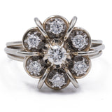 Anello vintage in oro bianco 18k con diamanti (0.47ctw), anni '50/'60