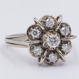 Anello vintage in oro bianco 18k con diamanti (0.47ctw), anni '50/'60