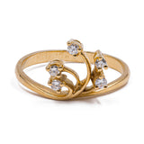 Anello vintage in oro giallo 18k con 5 diamanti (0.20ctw), anni '70