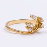 Anello vintage in oro giallo 18k con 5 diamanti (0.20ctw), anni '70
