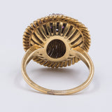 Anello vintage in oro giallo 18k con rubini e diamanti , anni 40/50