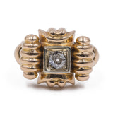 Anello antico in oro giallo 18K con diamante di circa 0.20ct, anni '40