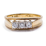Anello vintage in oro giallo 18kt con 3 diamanti ( 0.21ctw) , anni '60