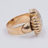 Anello antico in oro giallo 18K con diamante di circa 0.20ct, anni '40