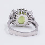 Anello vintage in oro 18k con olivina di 5.60ct e diamanti (0.38ctw), anni '70