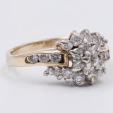 Anello vintage in oro giallo 14k con diamanti (1.1ctw), anni '70