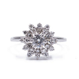 Anello vintage in oro bianco 18k con diamanti ( centrale 0.25 ct ), anni 60