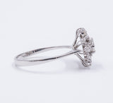 Anello vintage in oro bianco 18k con diamanti ( centrale 0.25 ct ), anni 60