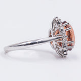 Anello vintage in oro 18K con granato arancione (6.60ct ca.) e diamanti (0.70ctw ca.), anni '60