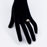 Anello vintage in oro bianco 18k con perla e diamanti (0.06ctw), anni '60