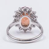 Anello vintage in oro 18K con granato arancione (6.60ct ca.) e diamanti (0.70ctw ca.), anni '60