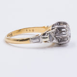 Anello vintage in oro 18kt e platino con diamante centrale di 0.15ct, anni 40