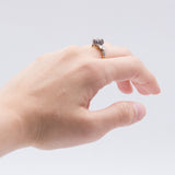 Anello vintage in oro 18kt e platino con diamante centrale di 0.15ct, anni 40