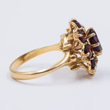 Bague vintage en or 18 carats avec grenats, 1950
