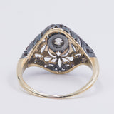 Anello Art Nouveau in oro 14K e argento con diamante taglio vecchio (0.50ct ca.), anni '20