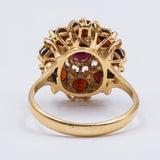 Bague vintage en or 18 carats avec grenats, 1950