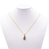 Collana vintage in oro 14k con pendente con zaffiri e diamanti, anni '70/'80