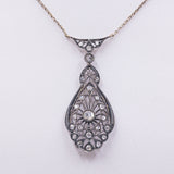 Collier Art Nouveau in oro e argento con diamanti taglio rosa, anni '10/'20