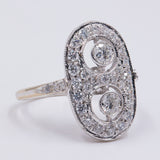 Bague en or blanc 18 carats et diamants de style ancien (0,80 ct)